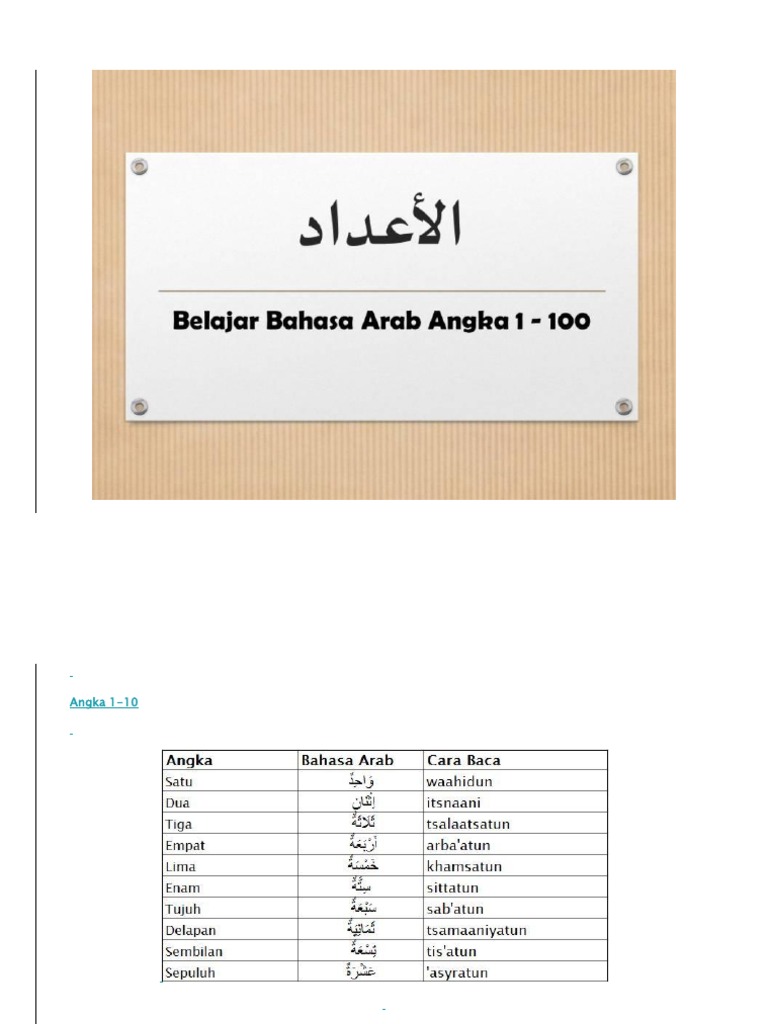 Angka 1 100 Dalam Bahasa Arab Pdf