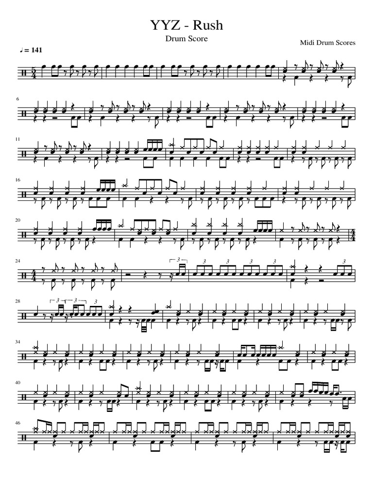 Rush YYZ Drum Sheet Music | PDF