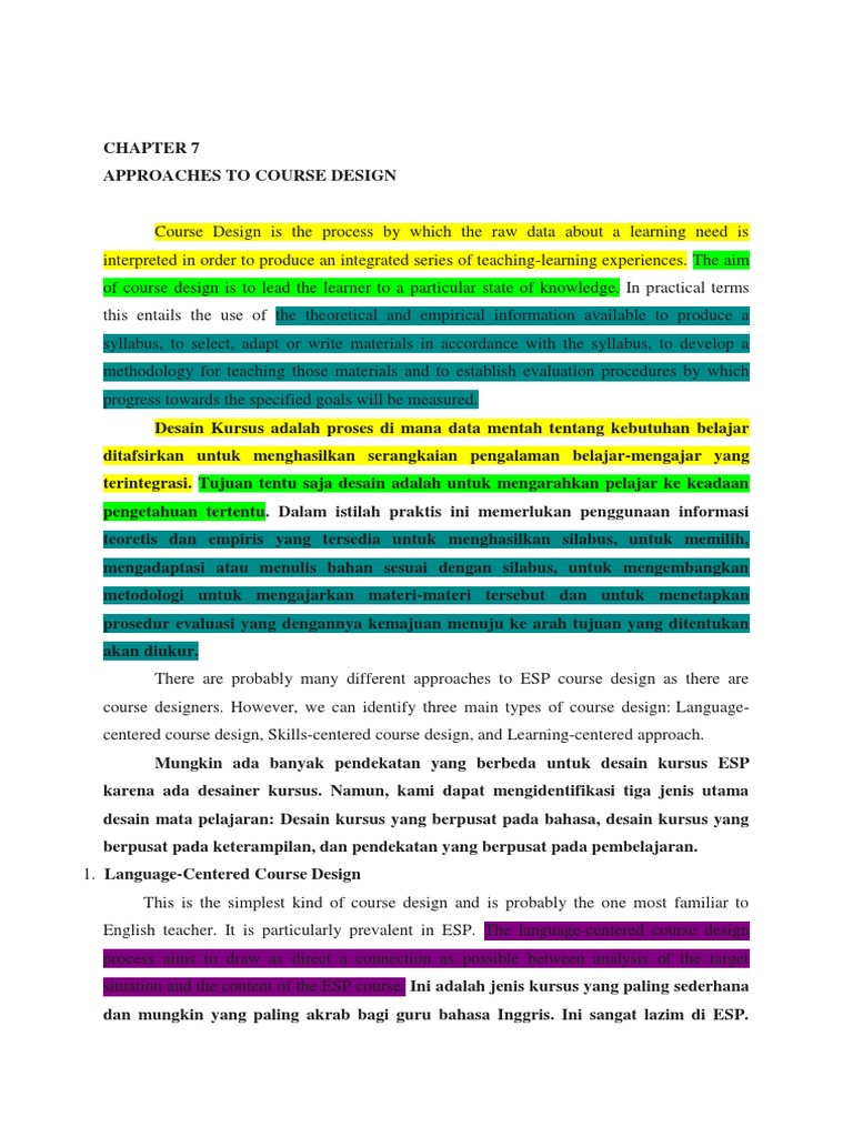 Pendekatan Desain Kursus ESP | PDF | Sains & Matematika