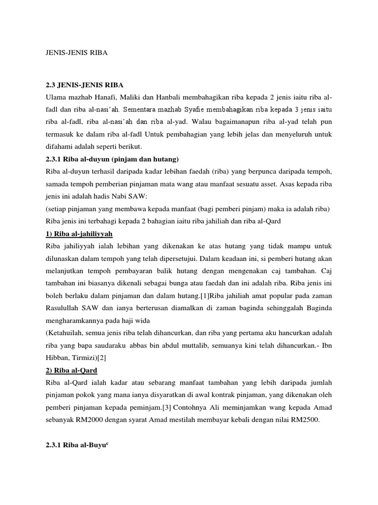 Jenis Jenis Riba | PDF