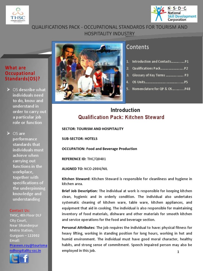Kitchen Steward Qualifications Pack | PDF | Kitchen | Kitchen Utensil