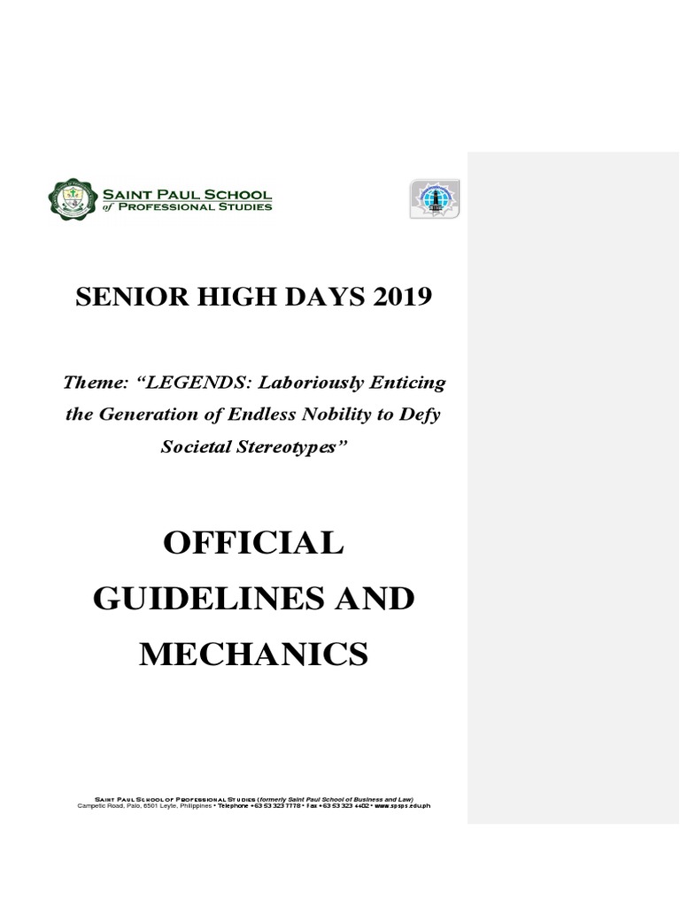 Guidelines and Mechanics for Competitions at the Saint Paul School of