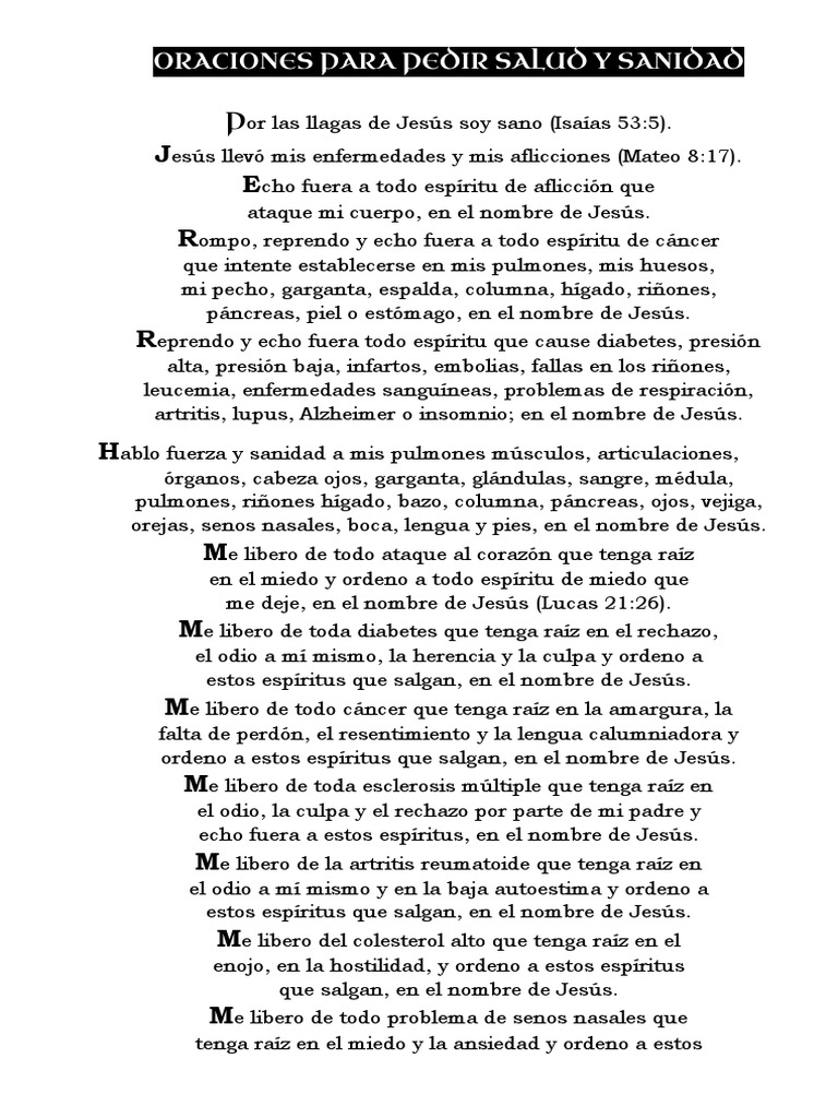 Oraciones para Pedir Salud y Sanidad | PDF | Cáncer | Jesús