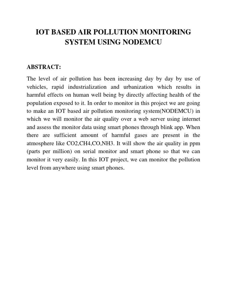 Abstract of The Air Pollution Monitoring System PDF Air Pollution