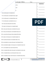 Writing Numbers Through 1 Million: Answers