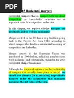 15 Horizontal Mergers: Mergers Are Profitable And/or Welfare Enhancing