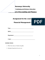 Haramaya University Financial Management Assignment