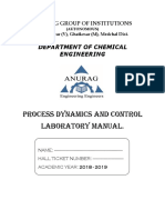 Process Dynamics and Control Laboratory Manual.: Department of Chemical Engineering