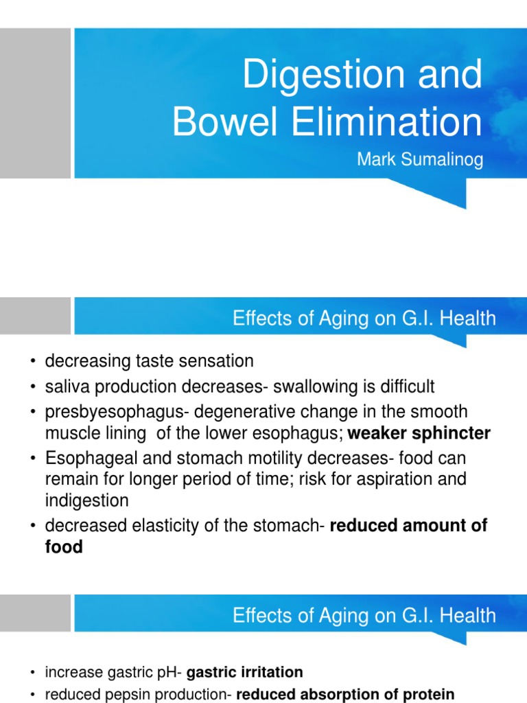 Aging Effects on G.I. Health and Care | PDF | Esophagus | Constipation