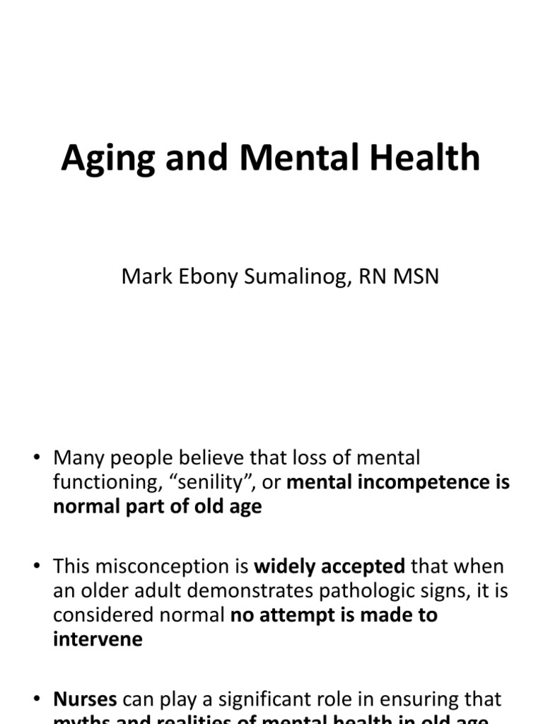 Mental Health Challenges in Aging | PDF | Alcoholism | Major Depressive ...