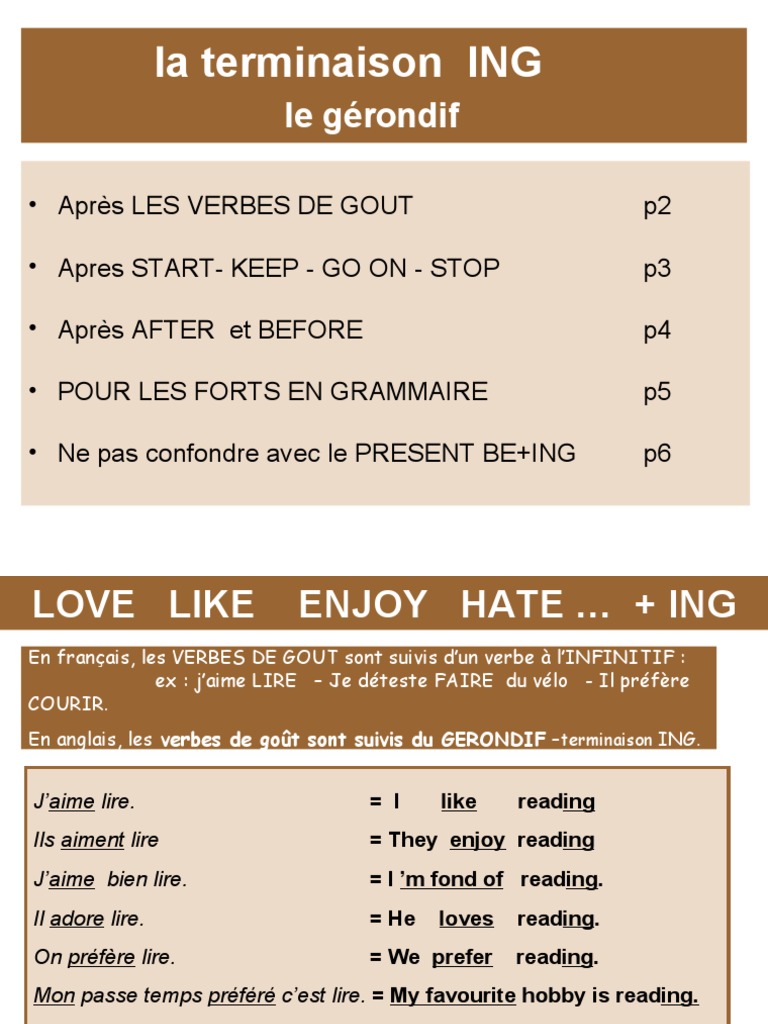 Verbe En Ing En Anglais Gerund | PDF | Conjugaison | Sémantique