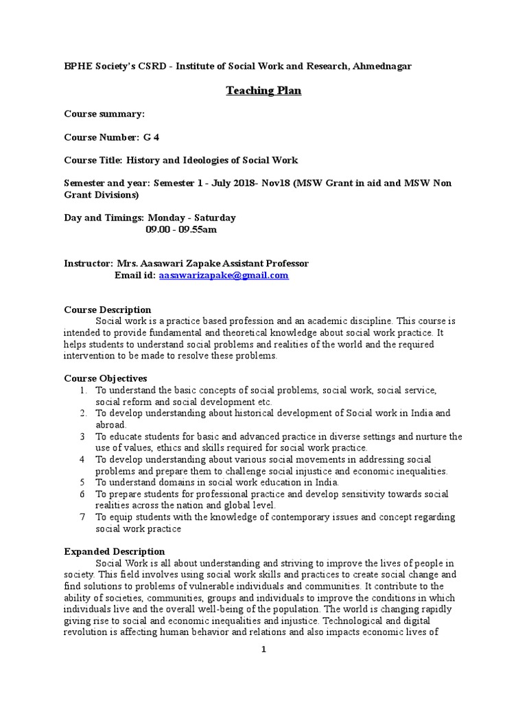 History and Ideologies of Social Work | PDF | Social Work | Teachers
