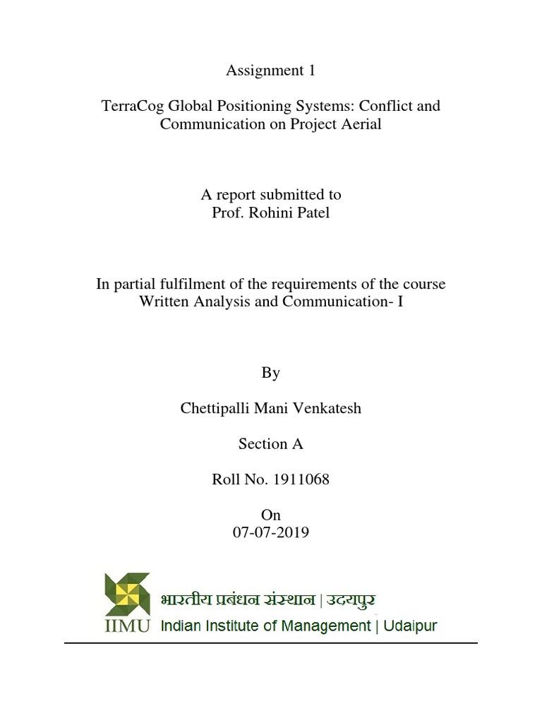 Mani Venkatesh TerraCog Case Analysis PDF Global Positioning System