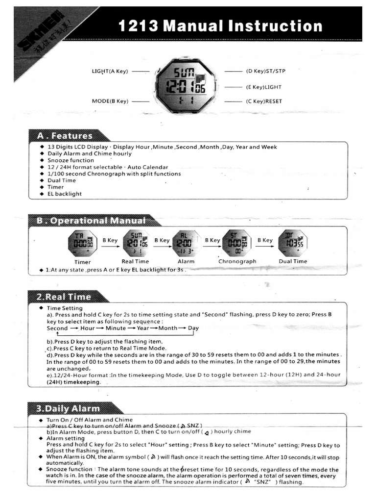 skmei watch instructions