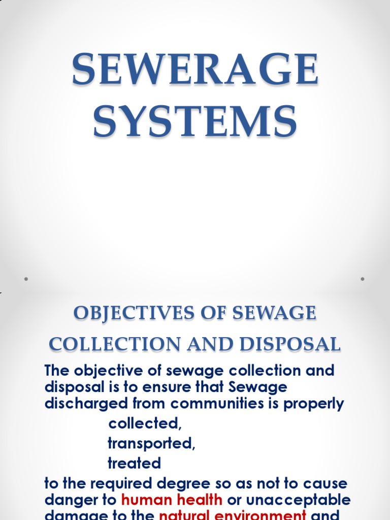 Sewage Collection and Disposal Objectives | PDF | Sanitary Sewer ...
