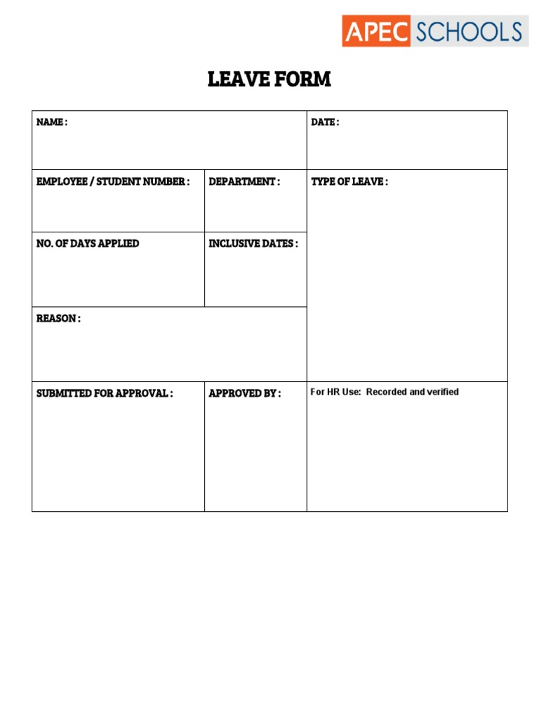 Leave Application Form Template | PDF