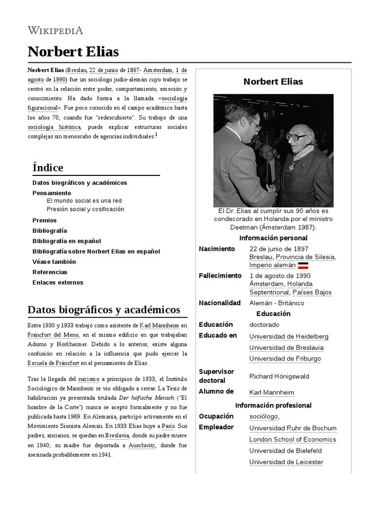 Norbert Elias: Sociólogo y Pensador Clave | PDF | Sociología | Sicología