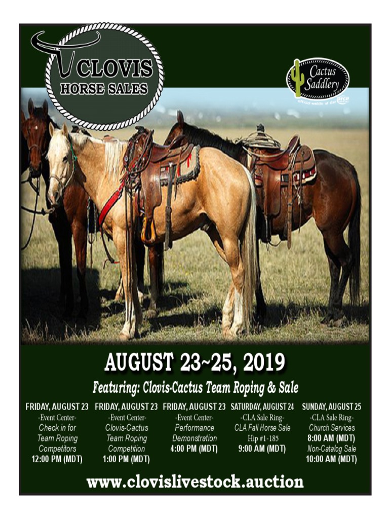 Clovis Horse Sales Fall 2019 Catalog Horses Equestrian Sports