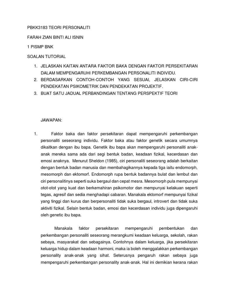 Pbkk3183 Teori Personaliti Pdf