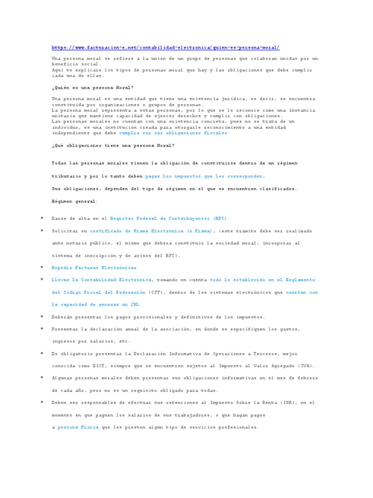 Obligaciones de Personas Morales | PDF | Impuesto sobre la renta ...