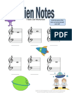 Treble Clef Worksheet Alien Notes PDF