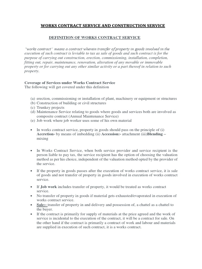 Understanding Works Contract Services | PDF | Revenue | Concession ...