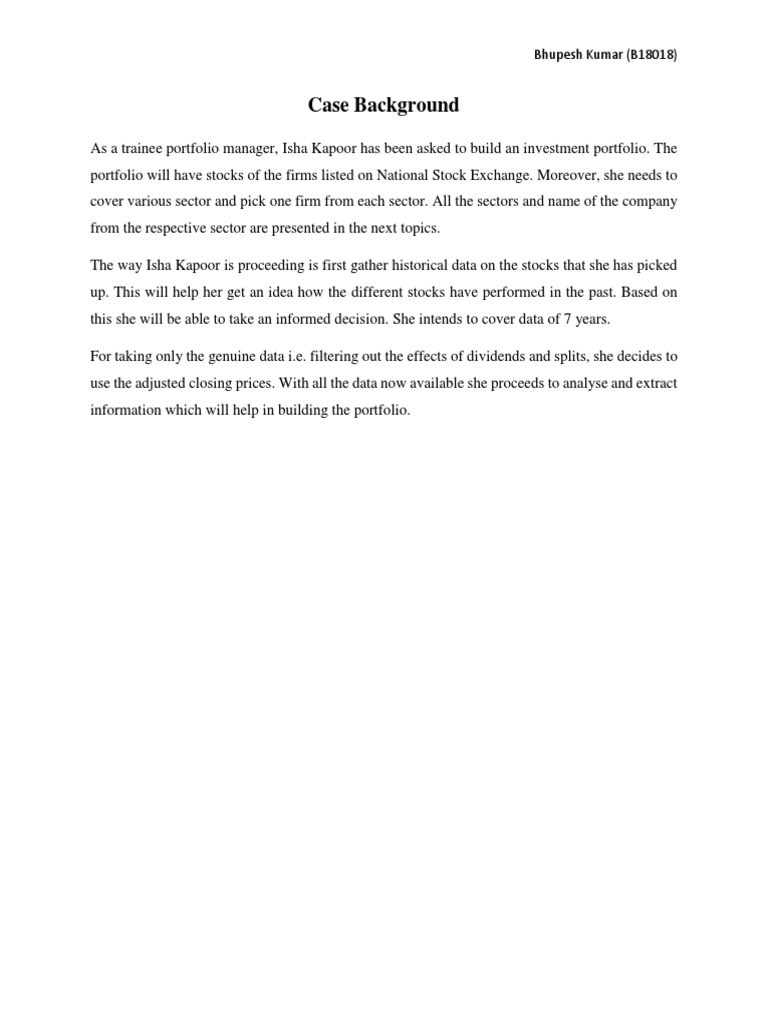 Case Background Bhupesh Kumar (B18018) PDF Beta (Finance