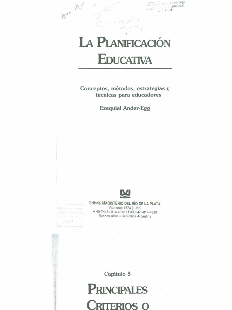 Ander Egg - La Planificación Educativa - Cap 3 | PDF | Planificación ...