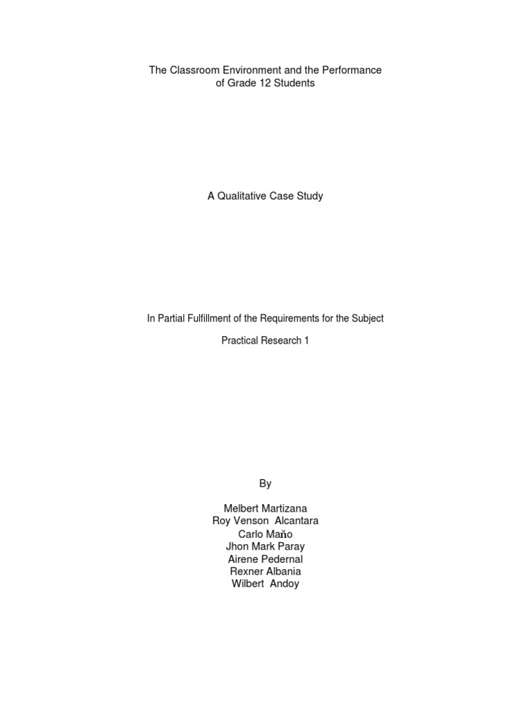 Martizana Classroom Environment | PDF | Case Study | Classroom