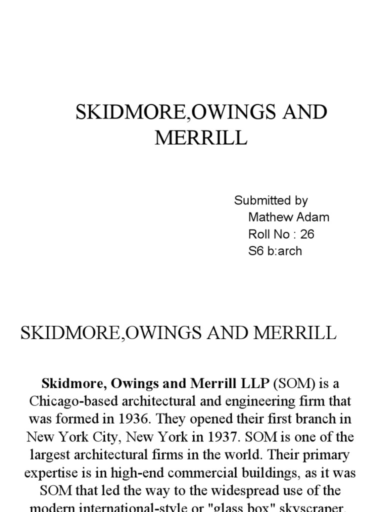 Skidmore, Owings & Merrill: Architectural Legacy | PDF | Architectural ...