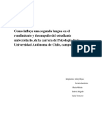 Como Influye Una Segunda Lengua en El Rendimiento y Desempeño Del Estudiante Universitario