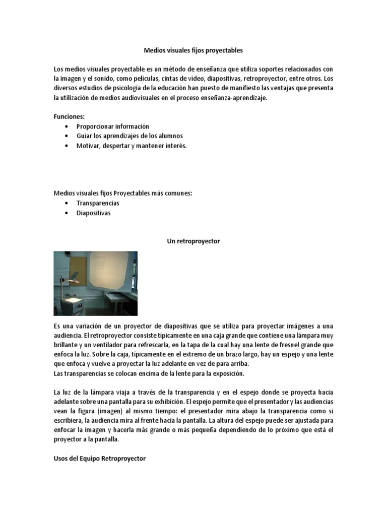 Medios Visuales Proyectables en Educación | PDF | Aprendizaje | Cognición