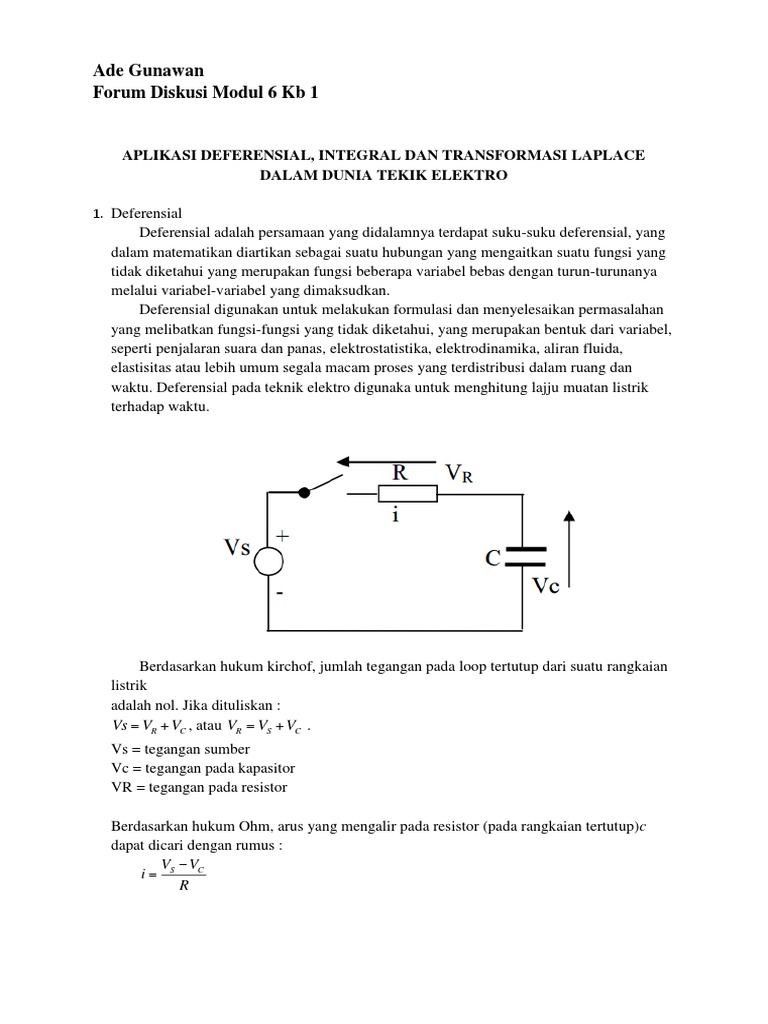 Contoh Soal Transformasi Laplace Pada Rangkaian Listrik