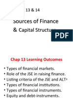 Lecture 20 Chp13&14 Sources Fin & Cap Struct
