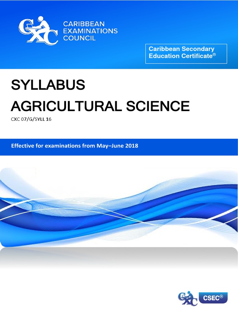 CSEC Agricultural Science Syllabus With Specimen Papers PDF