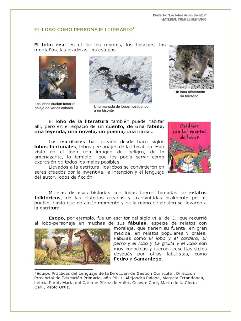 Texto El Lobo Como Personaje Literario | PDF | Fábula | Caperucita Roja