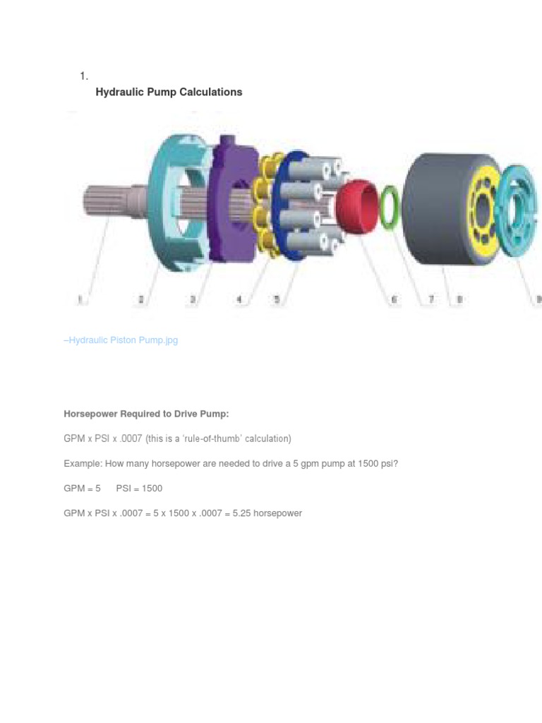 Hydraulic Pump Calculations PDF Valve Pump