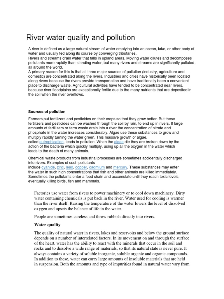 River Pollution and Water Quality | PDF | Water Pollution | Effects Of ...