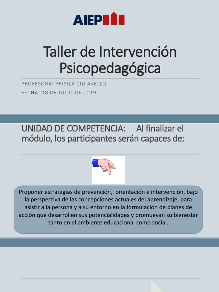 Taller de Intervención Psicopedagógica | PDF | Evaluación | Aprendizaje