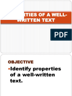 Properties of A Well-Written Text