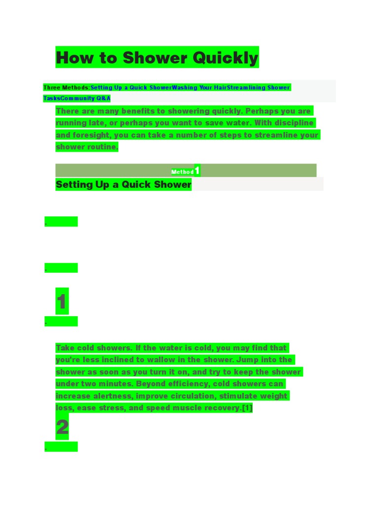 How To Shower Quickly PDF Shampoo Shaving