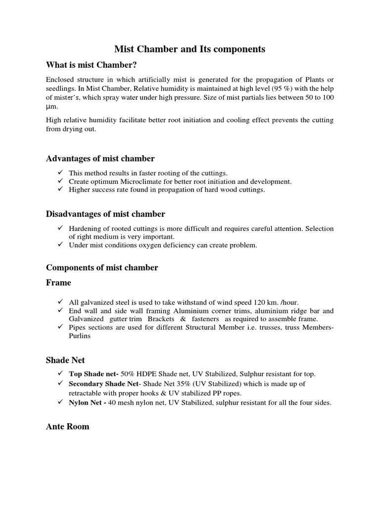 Mist Chamber and Its Components PDF