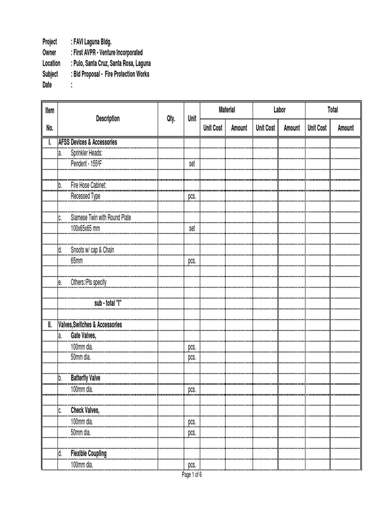 BOQ Format - Fire Pro PDF | PDF | Pipe (Fluid Conveyance ...