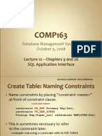 Database Management Systems October 9, 2008: Lecture 12 - Chapters 9 and 26 SQL Application Interface
