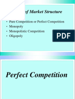 Types of Market Structure: Pure Competition or Perfect Competition Monopoly Monopolistic Competition Oligopoly