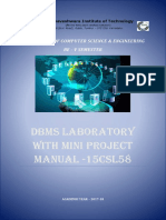 Dbms Laboratory With Mini Project Manual - 15CSL58: Department of Computer Science & Engineering Be - V Semester