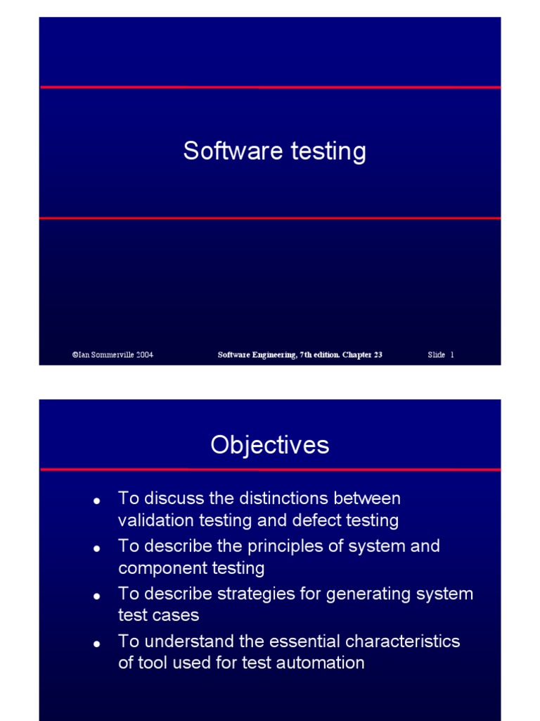 Software Testing: ©ian Sommerville 2004 | PDF