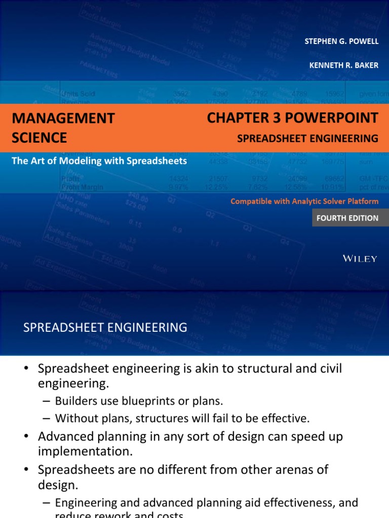 Management Science Chapter 3 Powerpoint: Spreadsheet Engineering | PDF ...