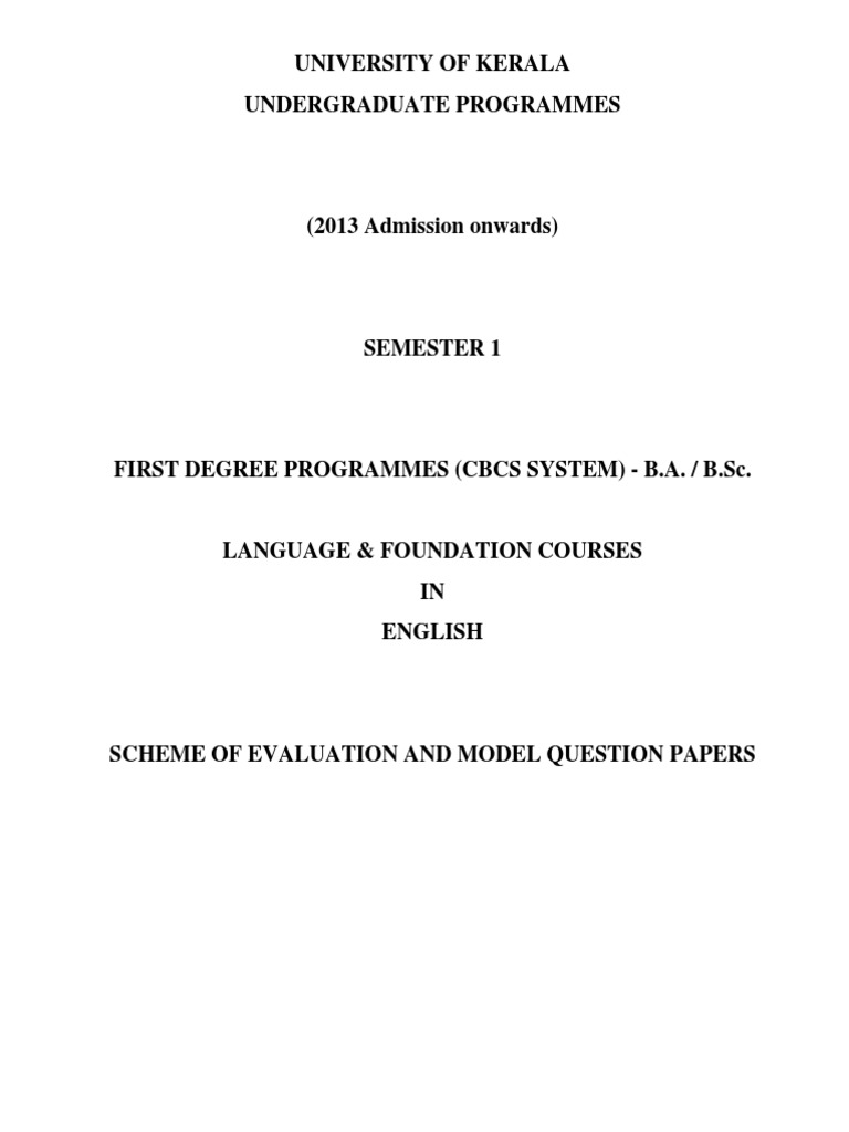 FDP Cbcss Ba BSC English Model QP PDF | PDF | Internet | Poetry