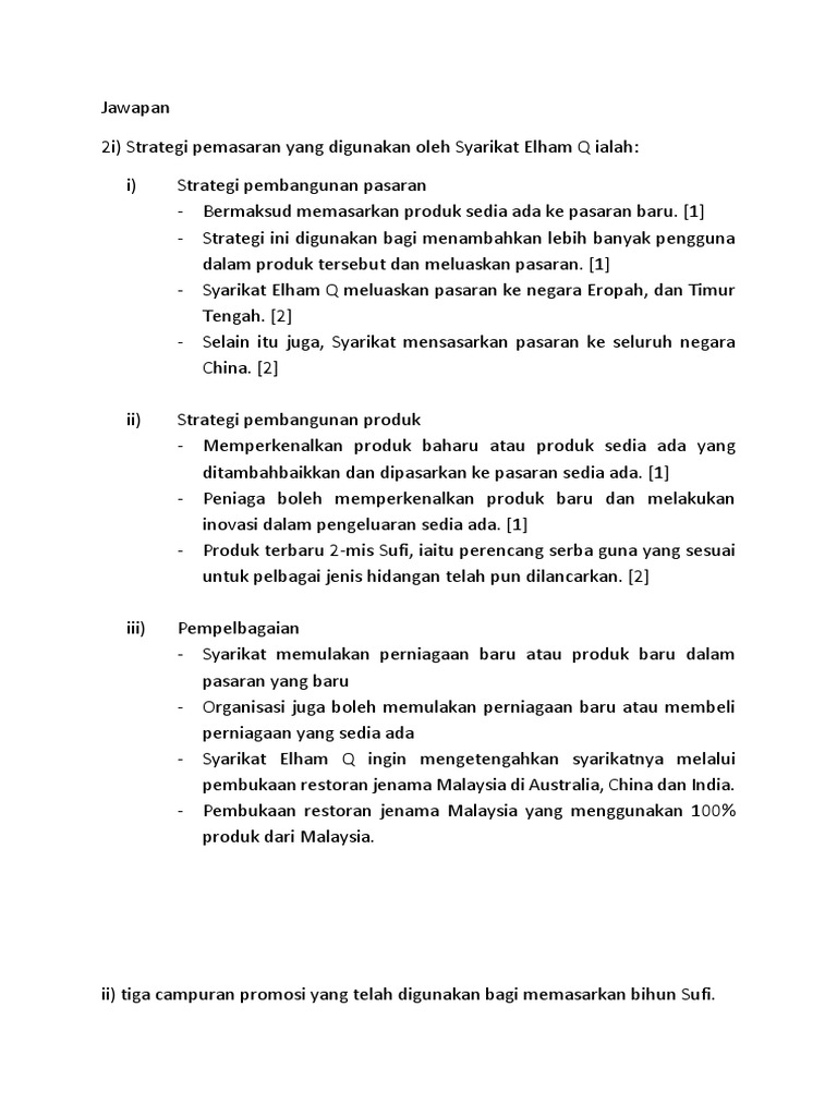 Syarikat Faiza Campuran Pemasaran 3 0 Latar Belakang Kajian Pengetahuan Dan Pengakplikasian Strategi Campuran Pemasaran Dalam Perniagaan Memainkan Course Hero